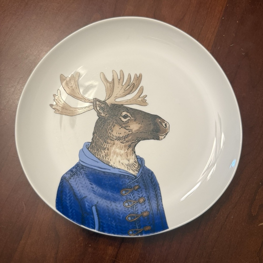 Rachel Kozlowski West Elm Moose Plate 2015 Dapper Animal Art Artsy Holiday